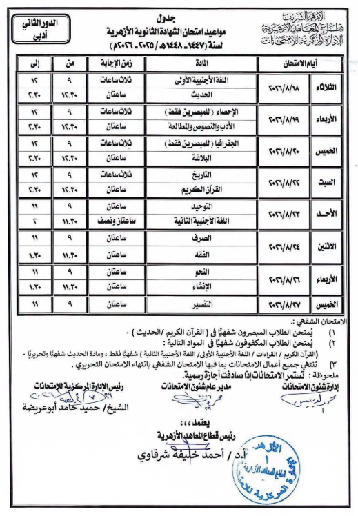 جدول دور تاني ازهر1